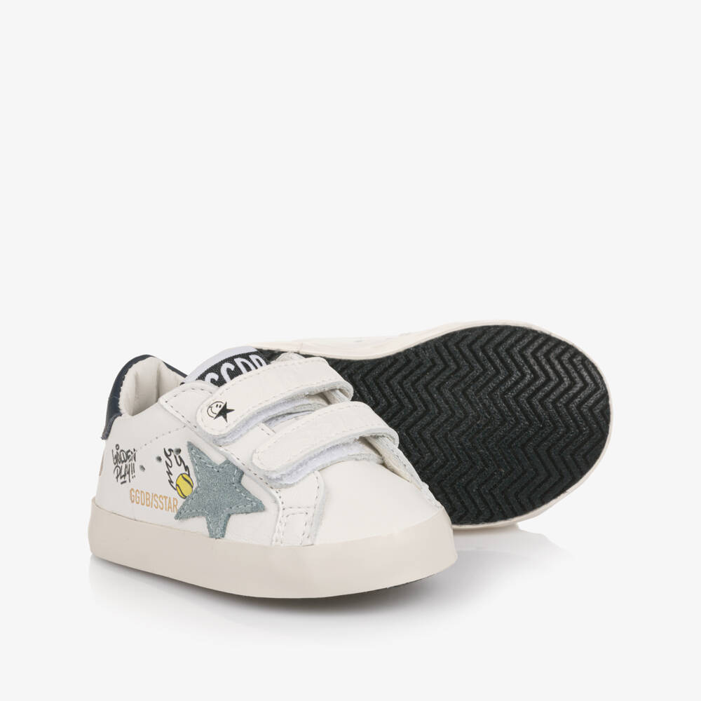 Golden Goose-White Star Print Leather Pre-Walker Trainers | Childrensalon