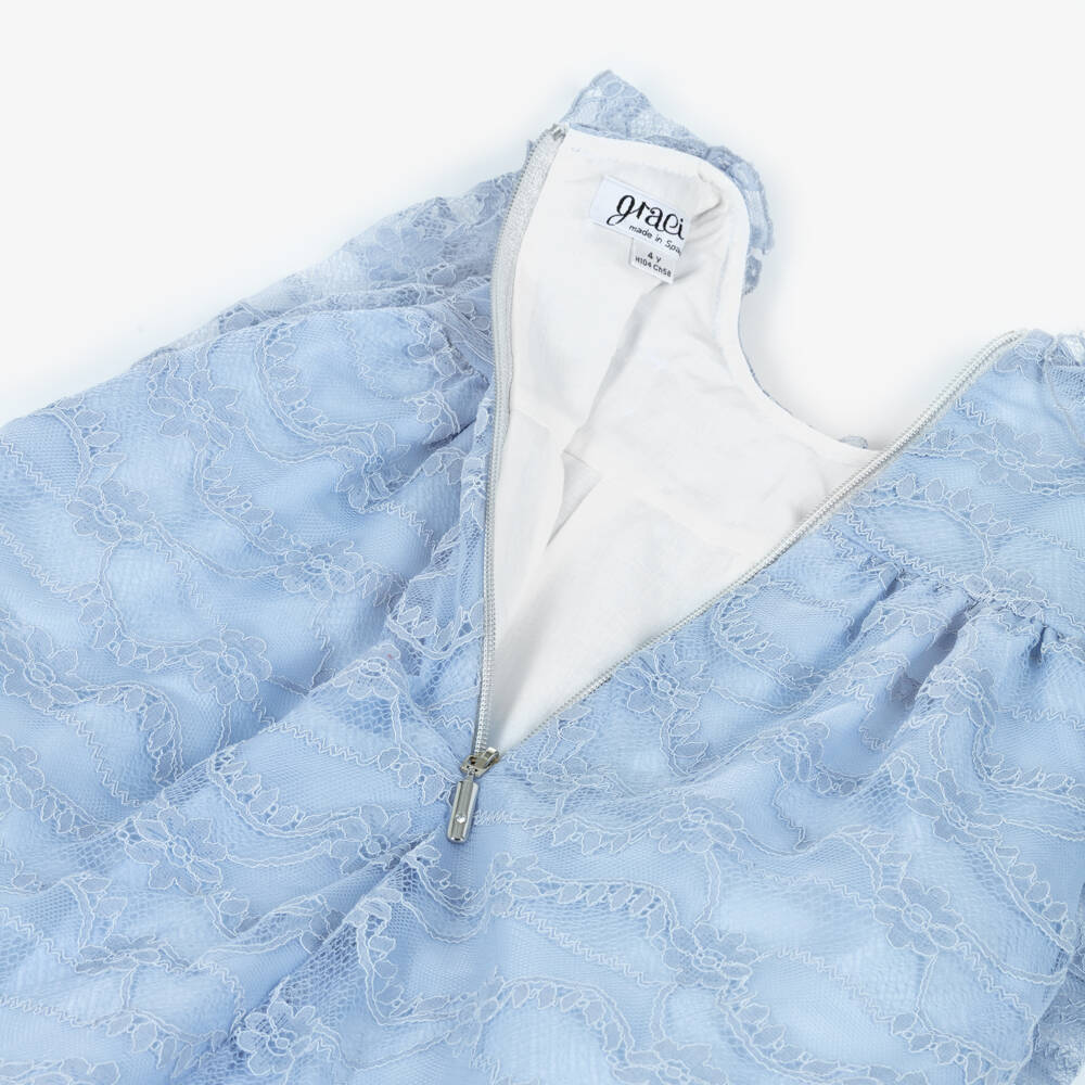 Graci-Girls Blue Lace Dress | Childrensalon