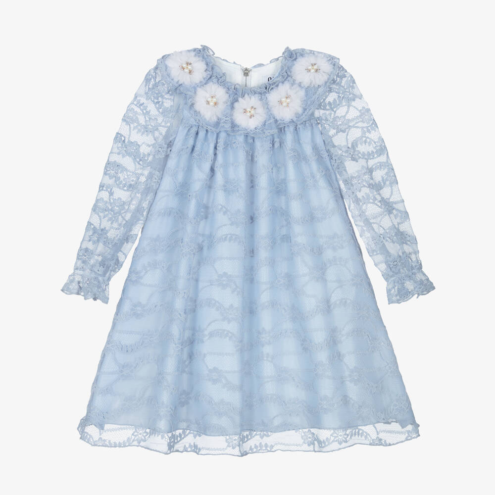 Graci-Girls Blue Lace Dress | Childrensalon