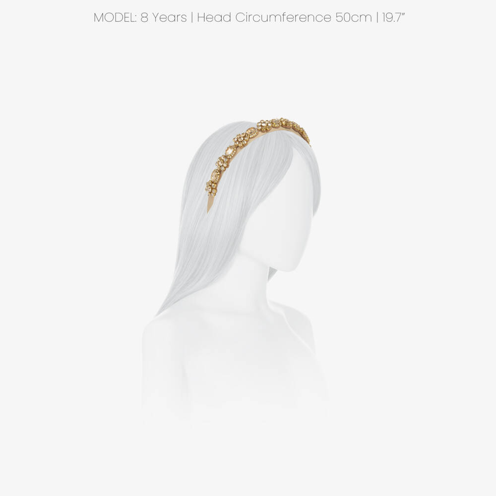 Graci-Girls Gold Satin Headband with Crystals & Diamantés | Childrensalon