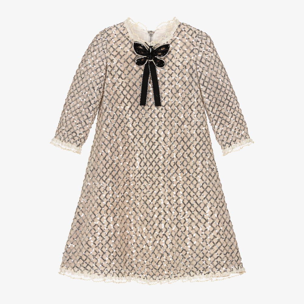 Graci-Girls Gold Tulle & Silver Sequin Dress | Childrensalon