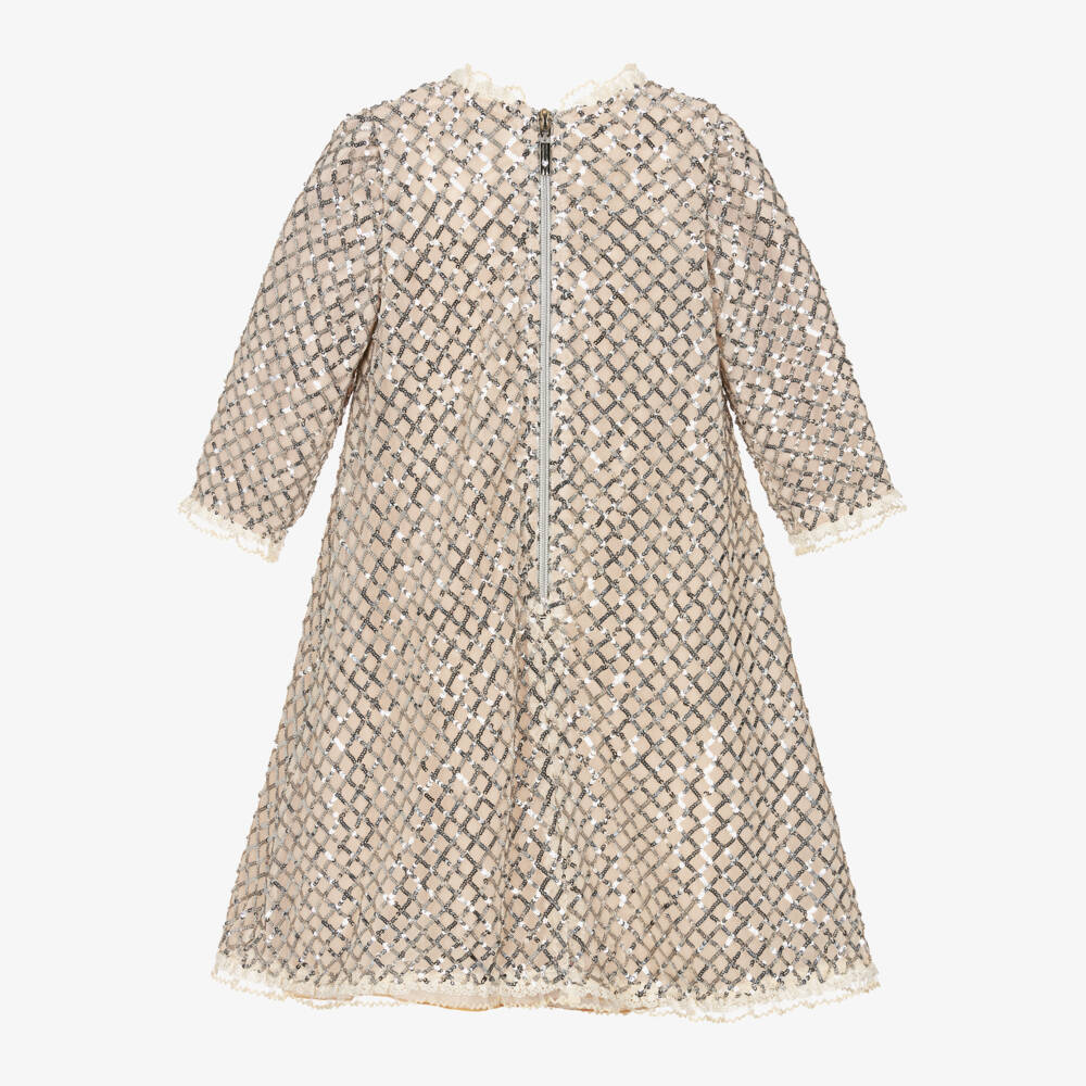 Graci-Girls Gold Tulle & Silver Sequin Dress | Childrensalon