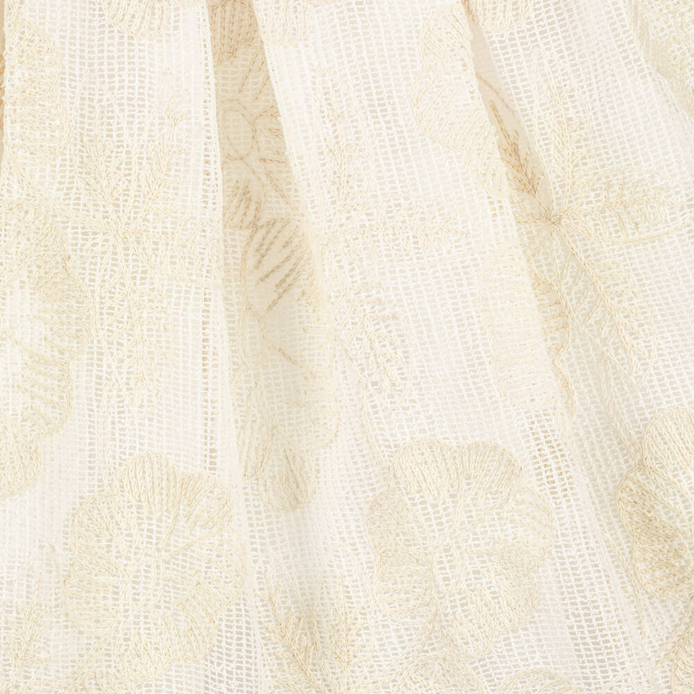 Graci-Girls Ivory Floral Embroidered Knit Skirt Set | Childrensalon