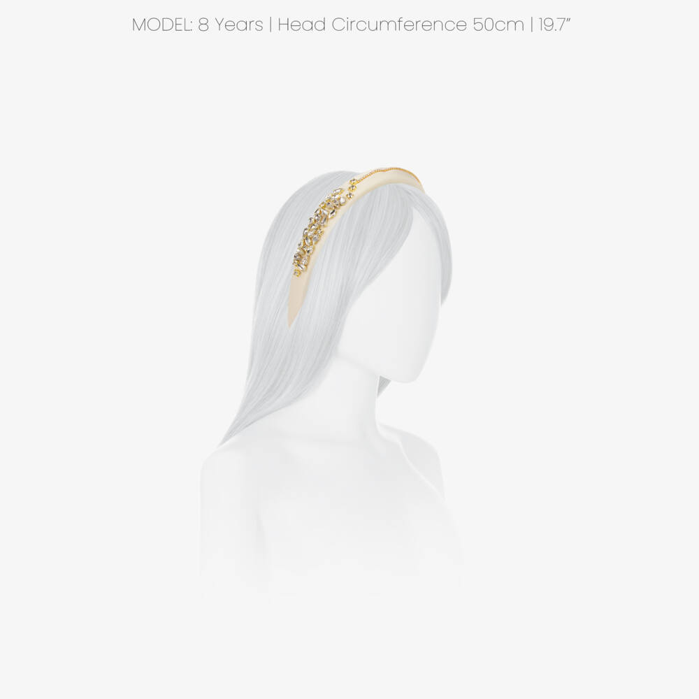 Graci-Girls Ivory Satin & Crystal Hairband with Iridescent Diamantés | Childrensalon