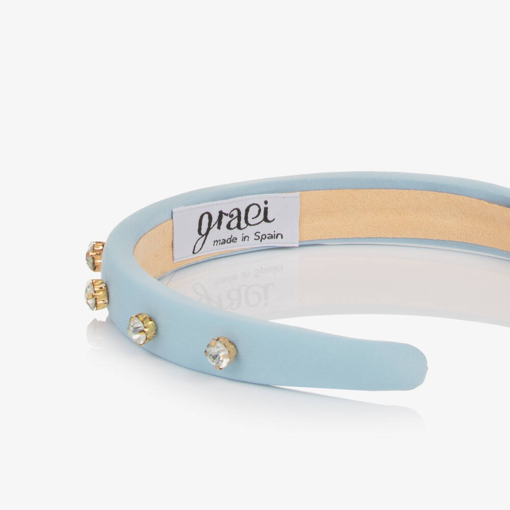 Graci-Girls Pale Powder Blue Diamanté Hairband | Childrensalon