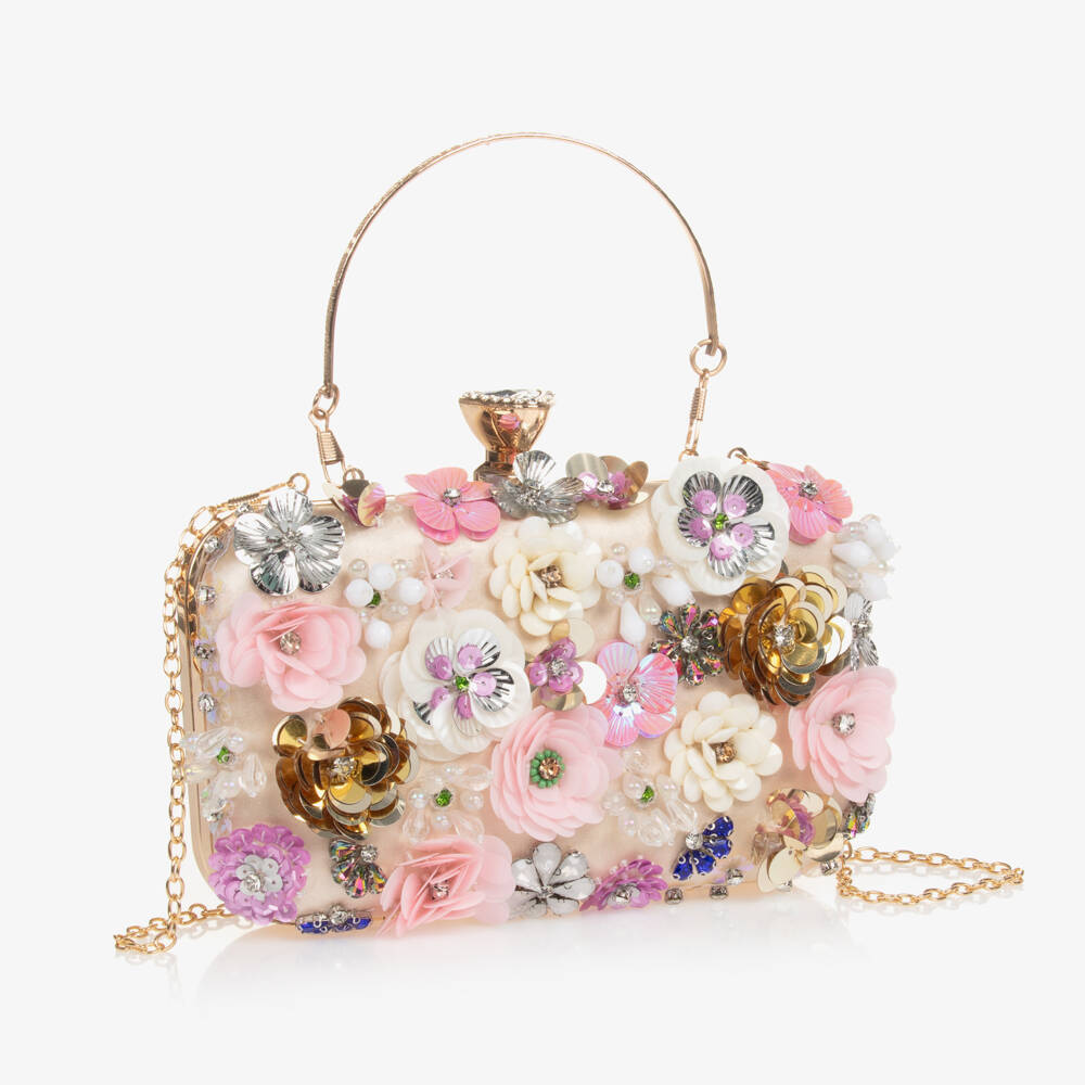 Graci-Girls Pink Flower Clutch Bag (20cm) | Childrensalon