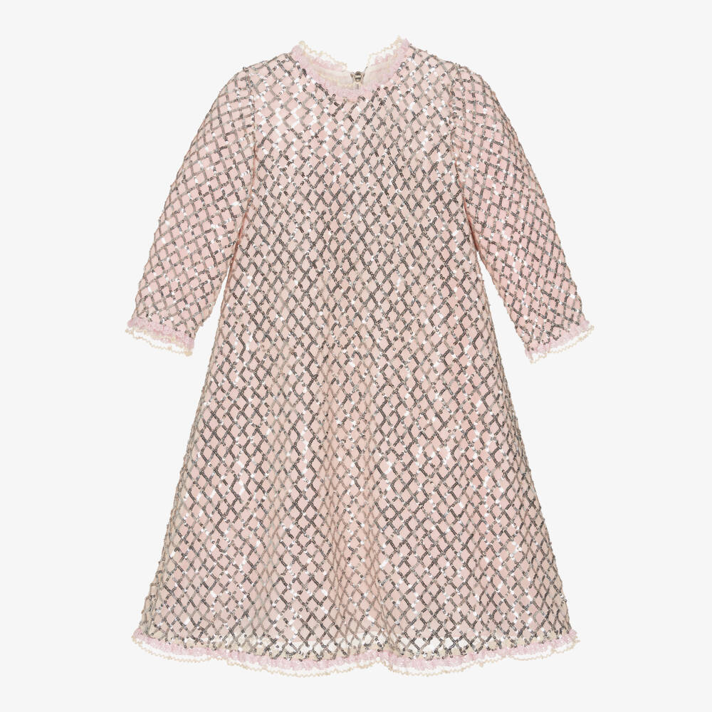 Graci-Girls Pink Tulle & Silver Sequin Dress | Childrensalon