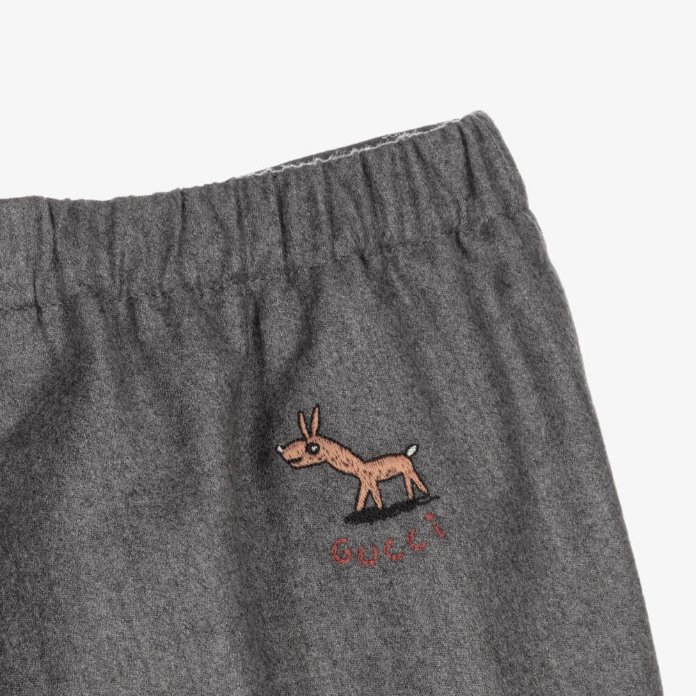 Gucci-Baby Boys Grey Wool & Cashmere Shorts | Childrensalon