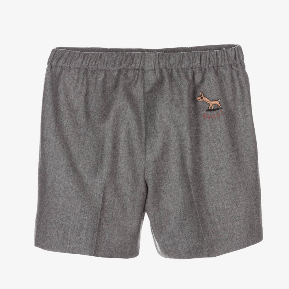 Gucci-Baby Boys Grey Wool & Cashmere Shorts | Childrensalon