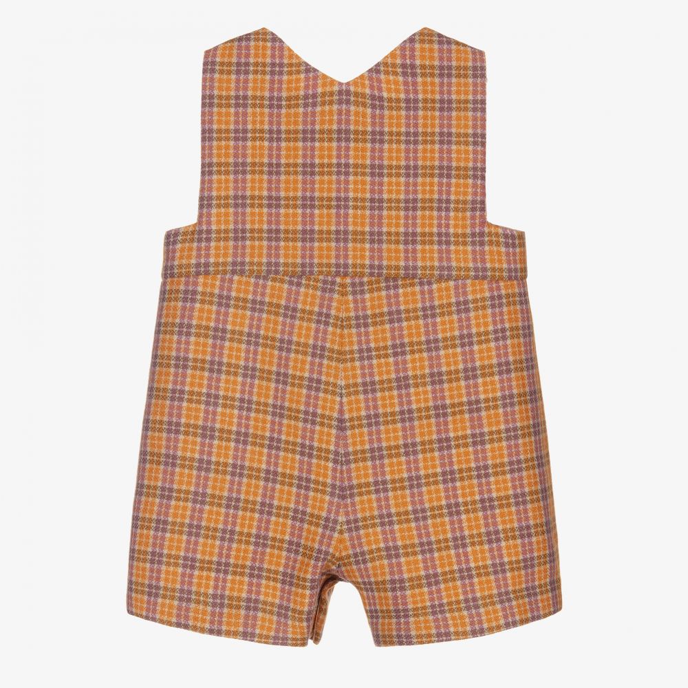 Gucci-بودي سوت كاروهات صوف لون برتقالي للمولودات | Childrensalon