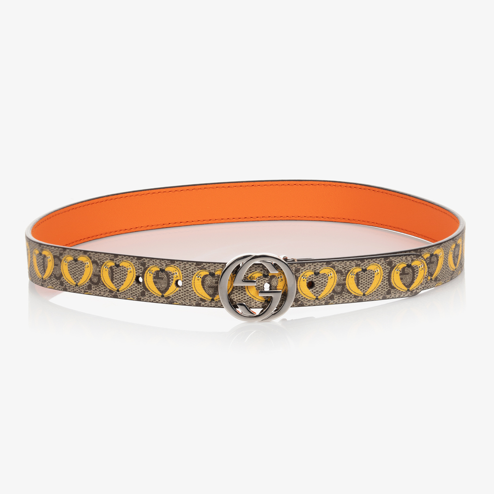 Gucci-Бежевый ремень с банановым принтом GG | Childrensalon