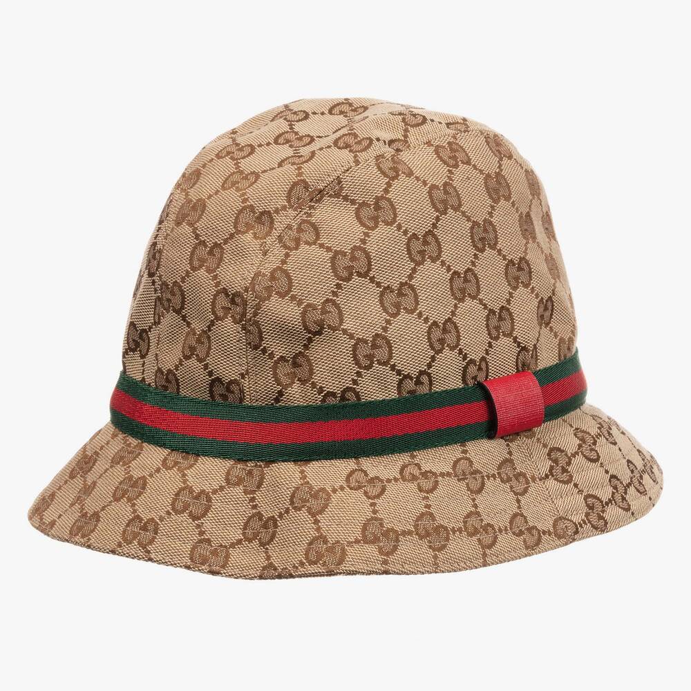 Gucci-Beige & Brown GG Canvas Hat | Childrensalon