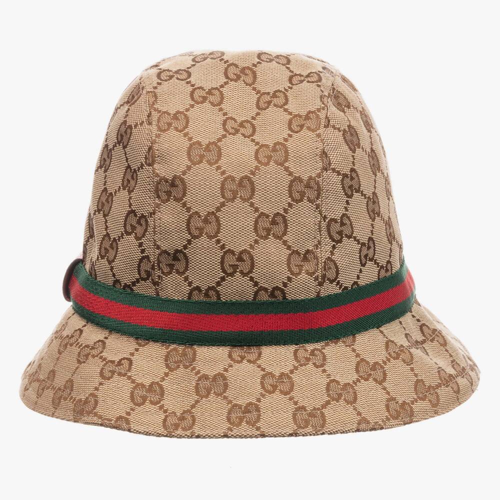 Gucci-Beige & Brown GG Canvas Hat | Childrensalon