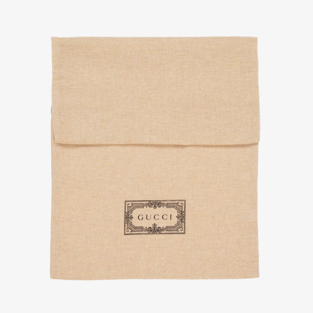 Gucci-Beige Faux Fur Logo Sliders | Childrensalon