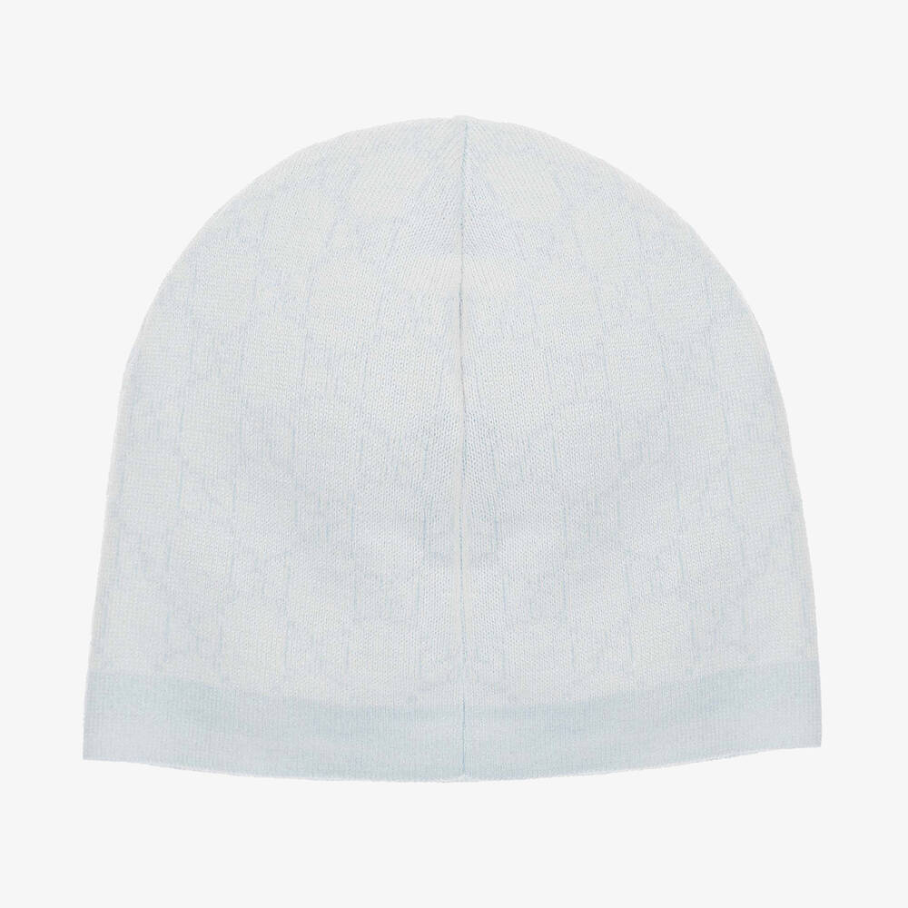 Gucci-Blue & Ivory Wool GG Baby Hat | Childrensalon