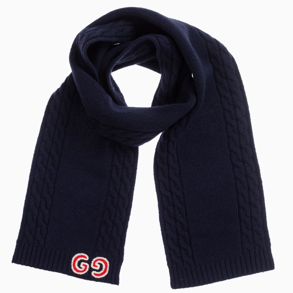 Gucci-Blue Wool Logo Scarf (145cm) | Childrensalon