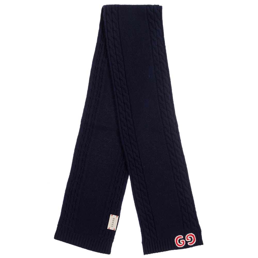 Gucci-Blue Wool Logo Scarf (145cm) | Childrensalon