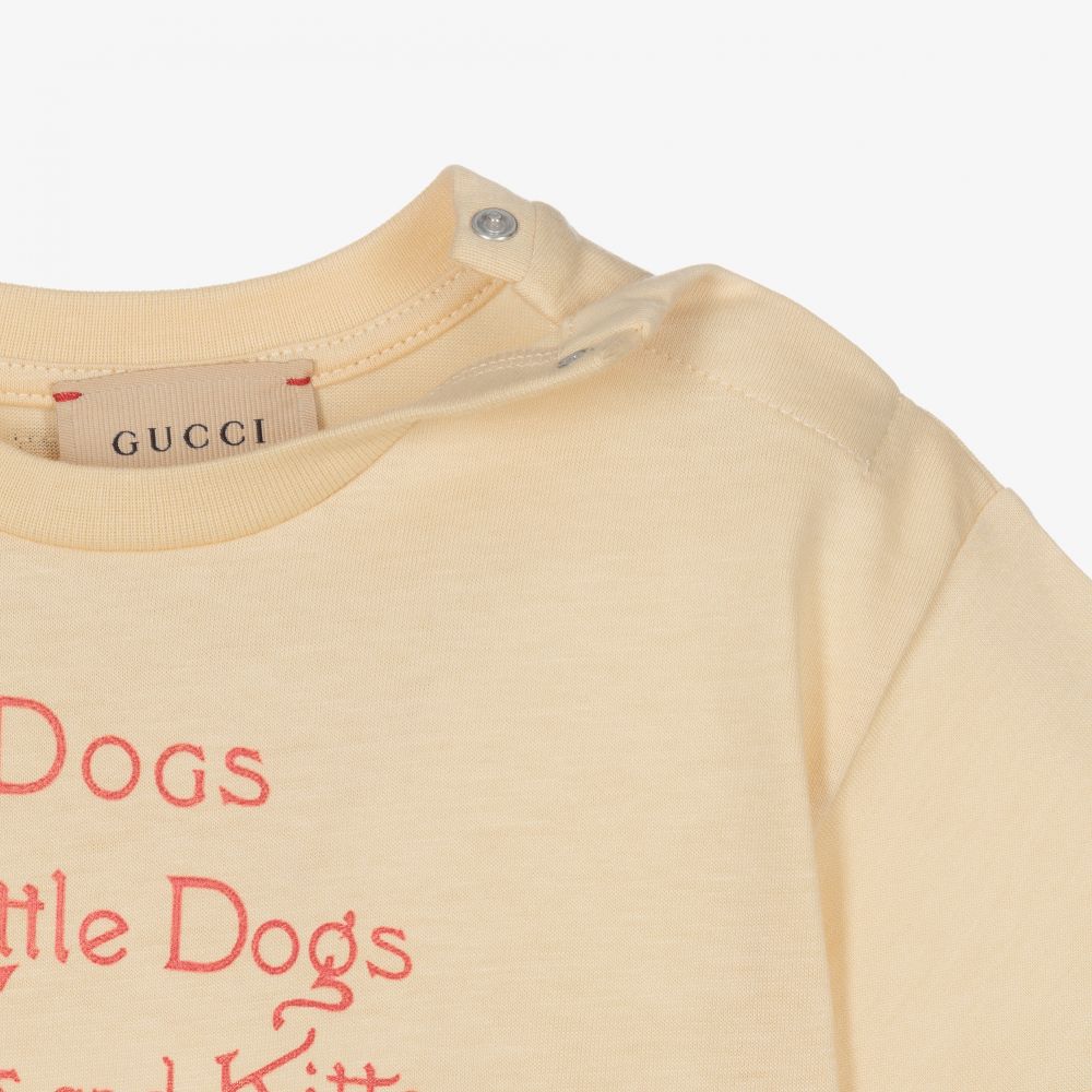 Gucci-Boys Beige Cotton T-Shirt | Childrensalon