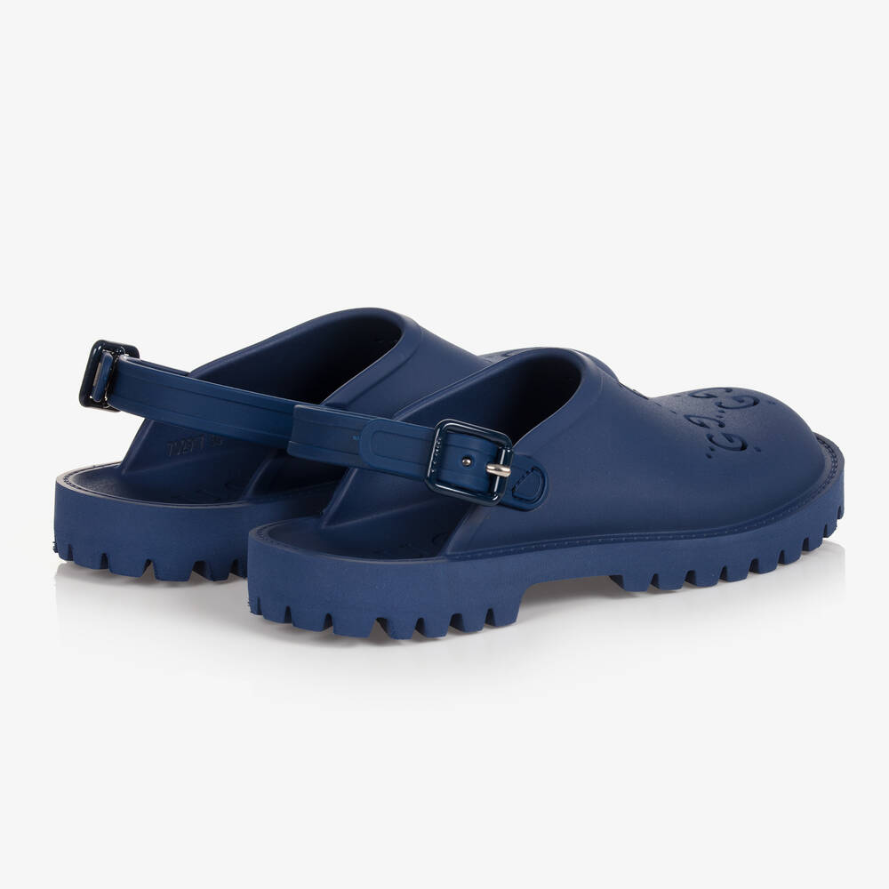 Gucci-Boys Blue GG Logo Rubber Sandals | Childrensalon