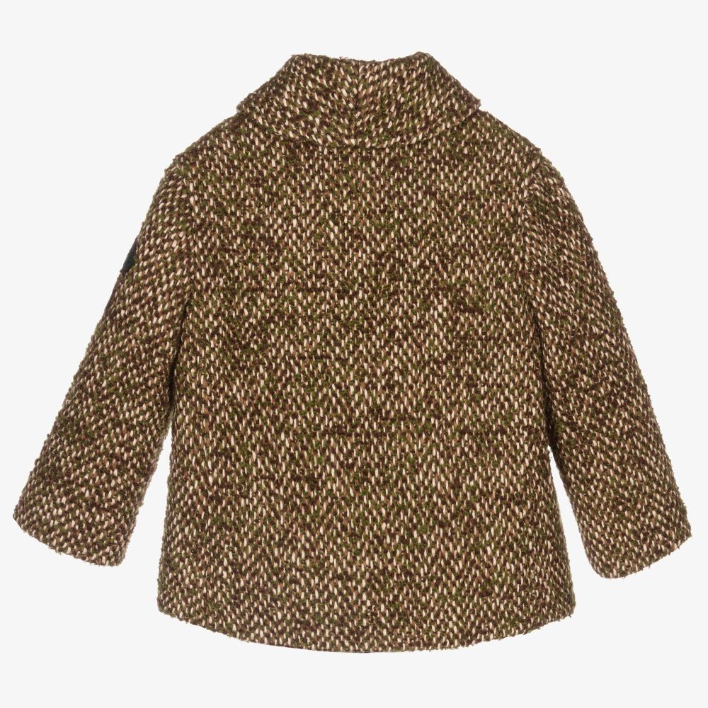 Gucci-Boys Brown & Green Wool Coat | Childrensalon