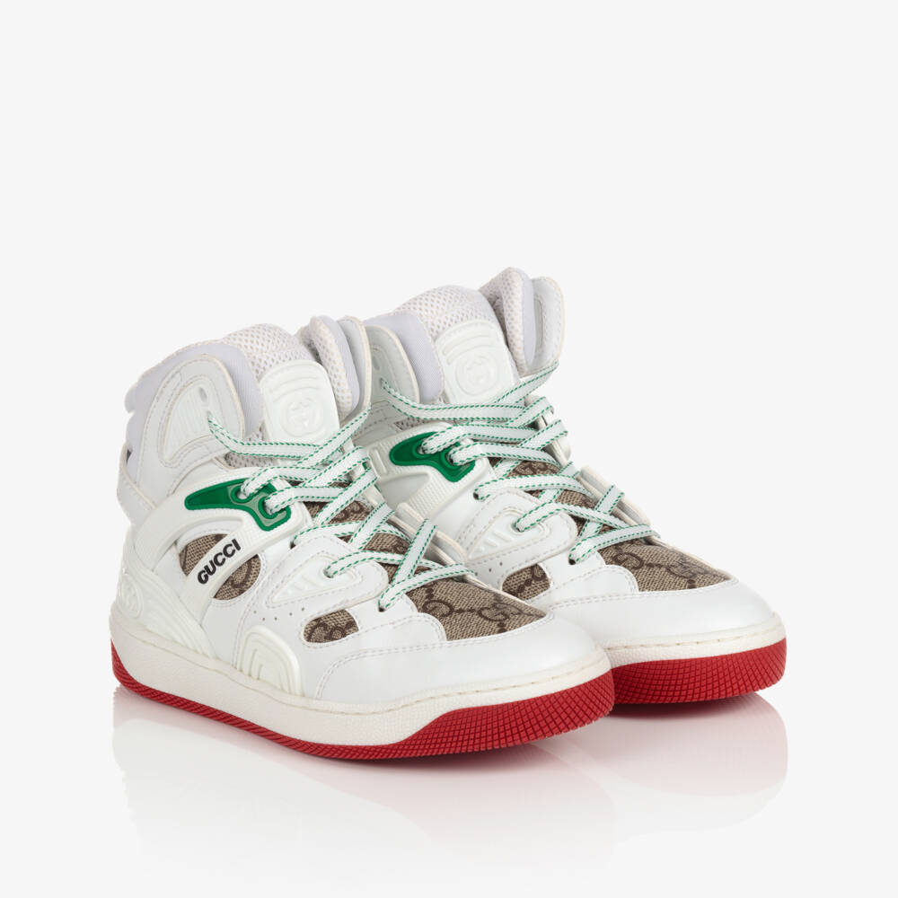Gucci-Boys White High-Top Trainers | Childrensalon