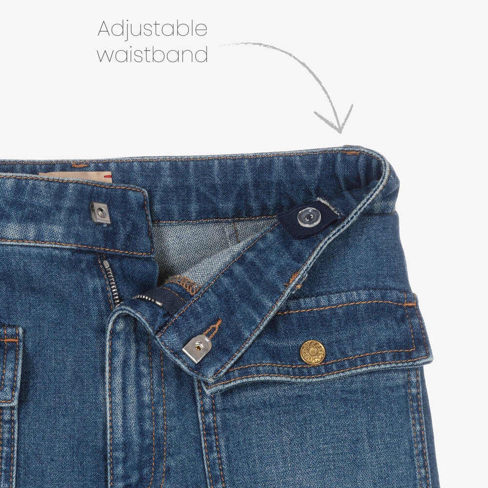 Gucci-Girls Blue Flared Denim Jeans | Childrensalon