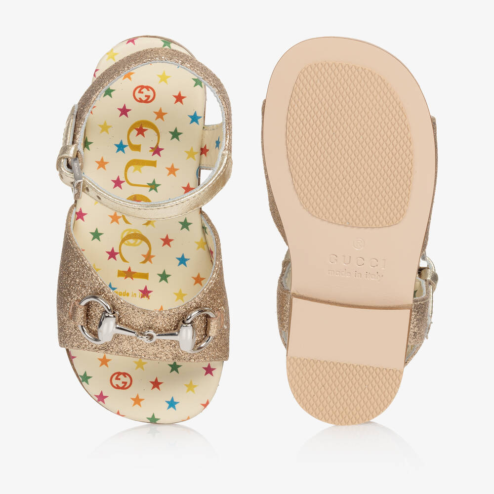 Gucci-Girls Gold Horsebit Sandals | Childrensalon