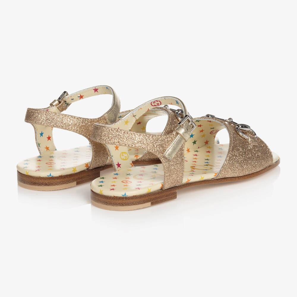 Gucci-Girls Gold Horsebit Sandals | Childrensalon
