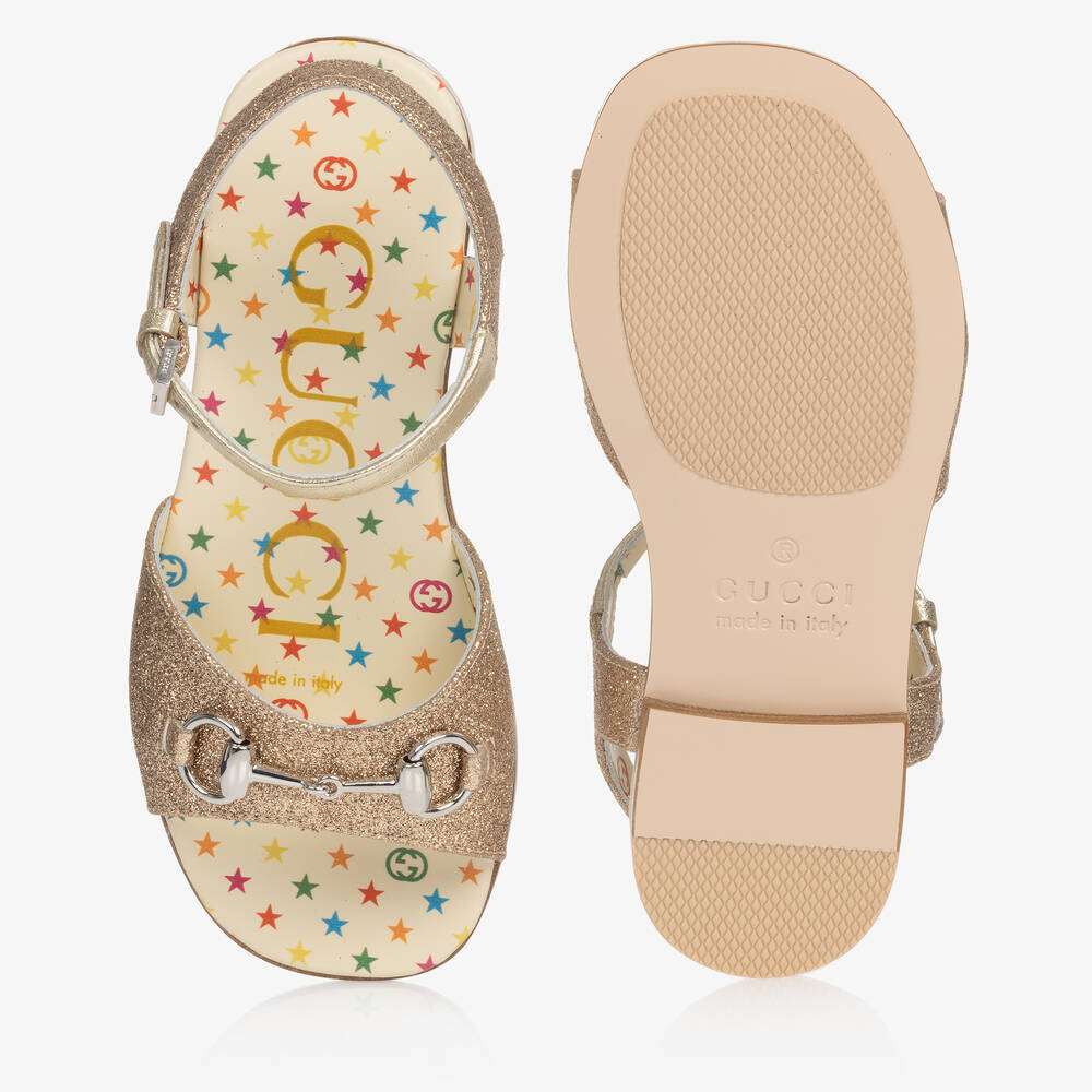Gucci-Girls Gold Horsebit Sandals | Childrensalon