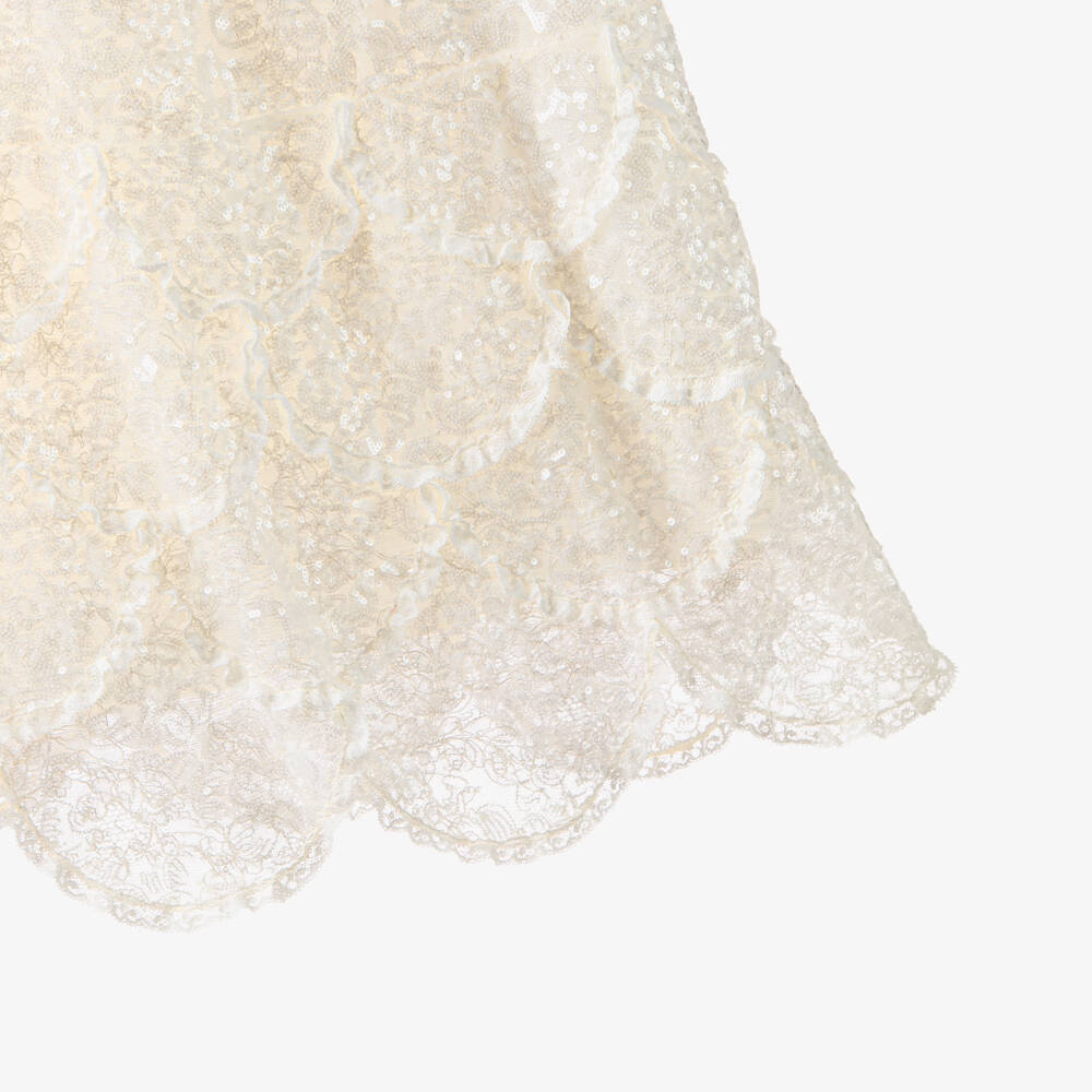 Gucci-Girls Ivory Embroidered Sequin Dress | Childrensalon