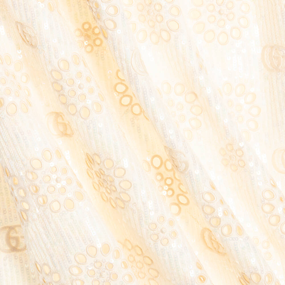 Gucci-Girls Ivory Sequin Double G Dress | Childrensalon