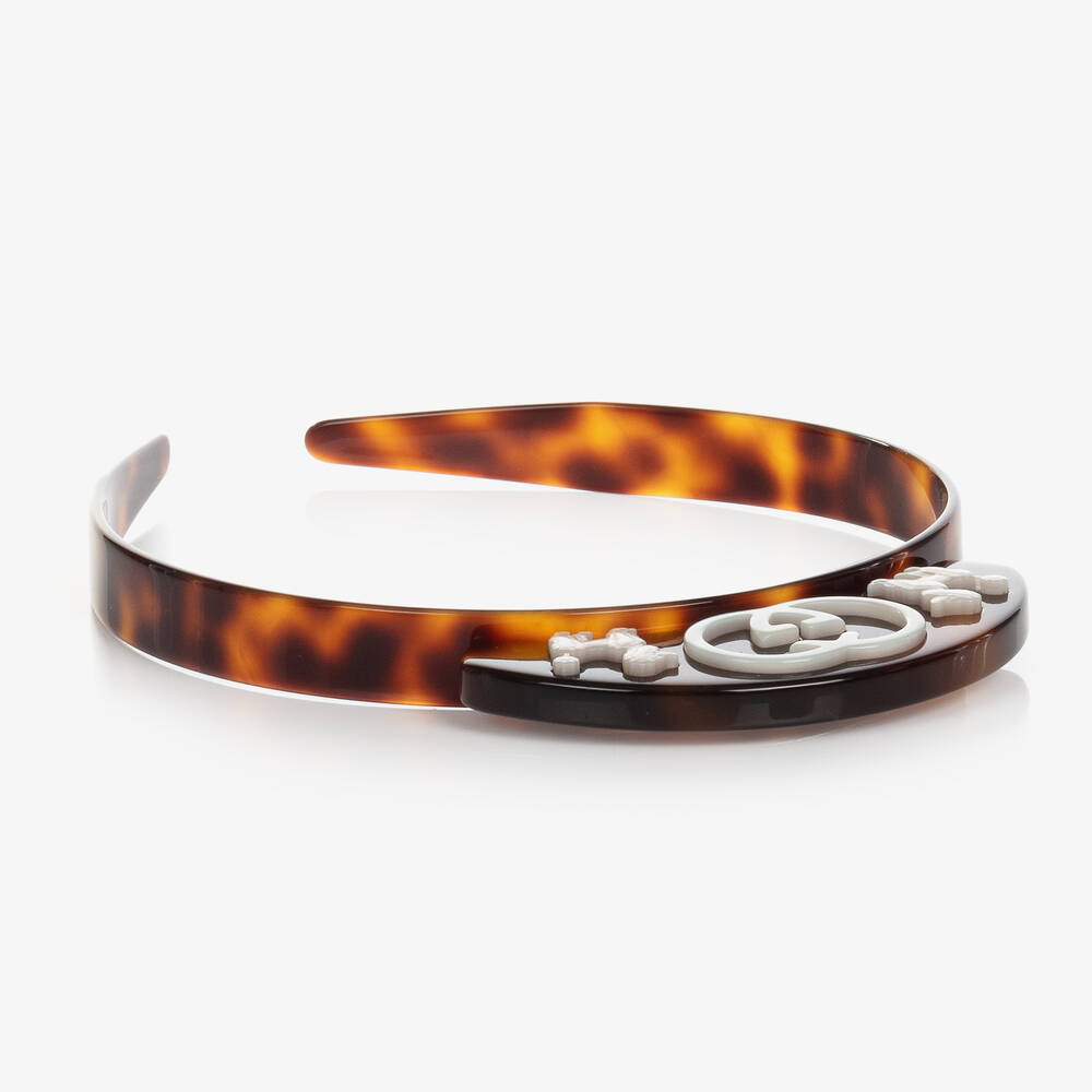 Gucci-Girls Tortoiseshell Interlocking G Hairband | Childrensalon