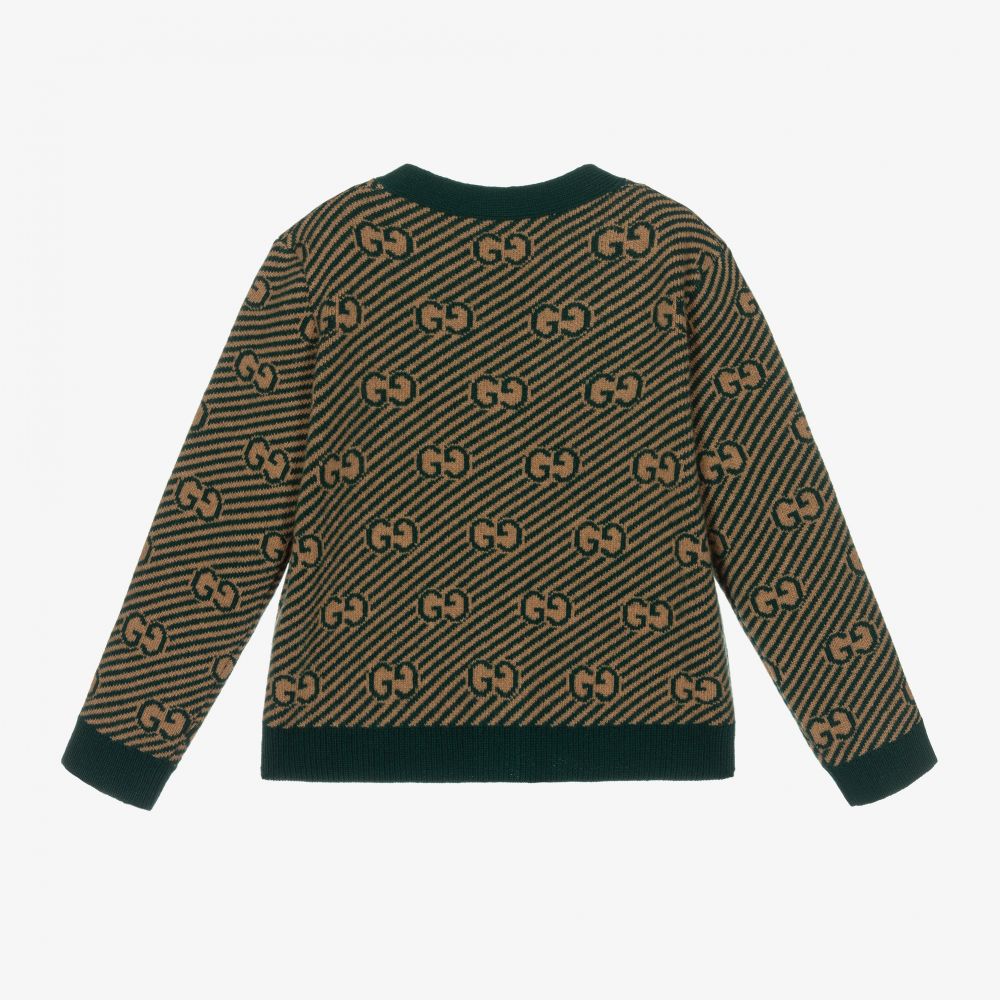GUCCI カーディガン　kids12 大人Sサイズ Gucci - Green GG Wool Baby Cardigan | Childrensalon