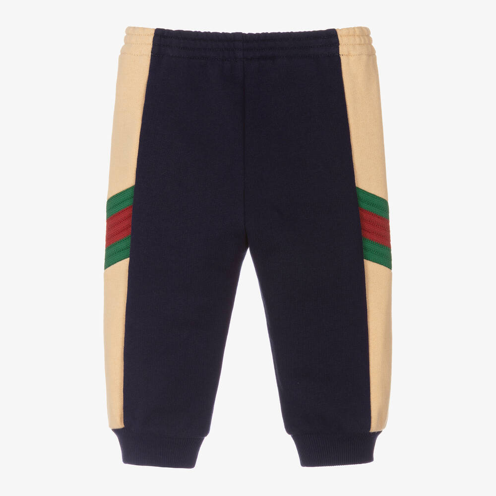 Gucci-Navy Blue Cotton Web Baby Joggers | Childrensalon