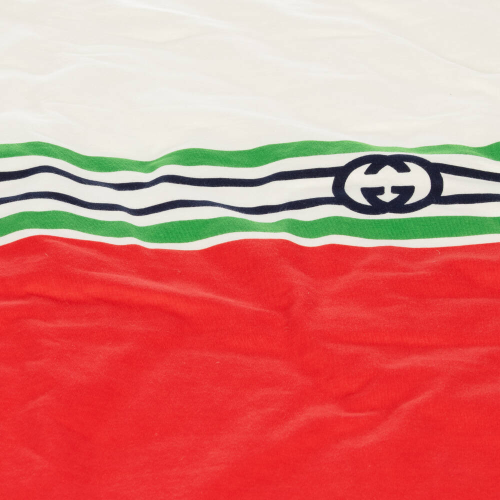Gucci-بطانية مبطنة لون أبيض وأحمر للأطفال الرضع (73 سم) | Childrensalon