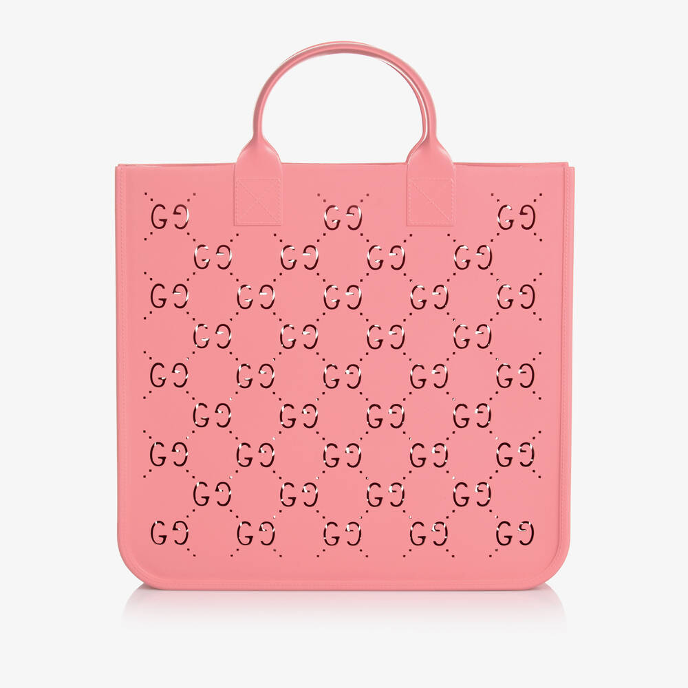 Gucci-حقيبة يد مطاط لون زهري للبنات (33 سم) | Childrensalon