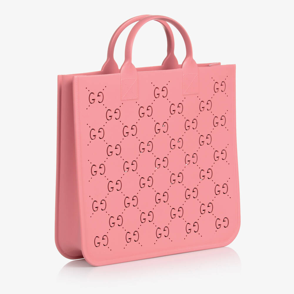 Gucci-حقيبة يد مطاط لون زهري للبنات (33 سم) | Childrensalon