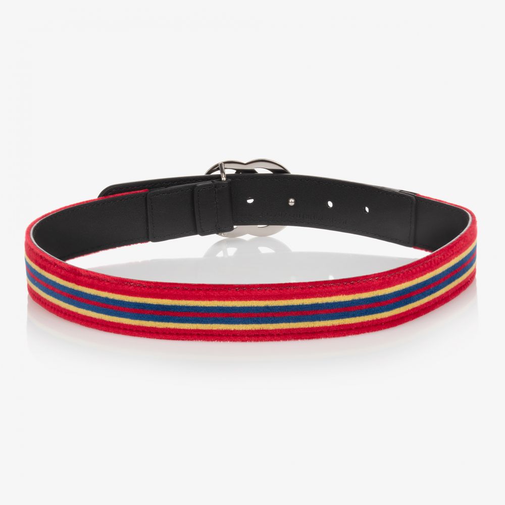 Gucci-Red & Blue Striped Velvet Belt | Childrensalon