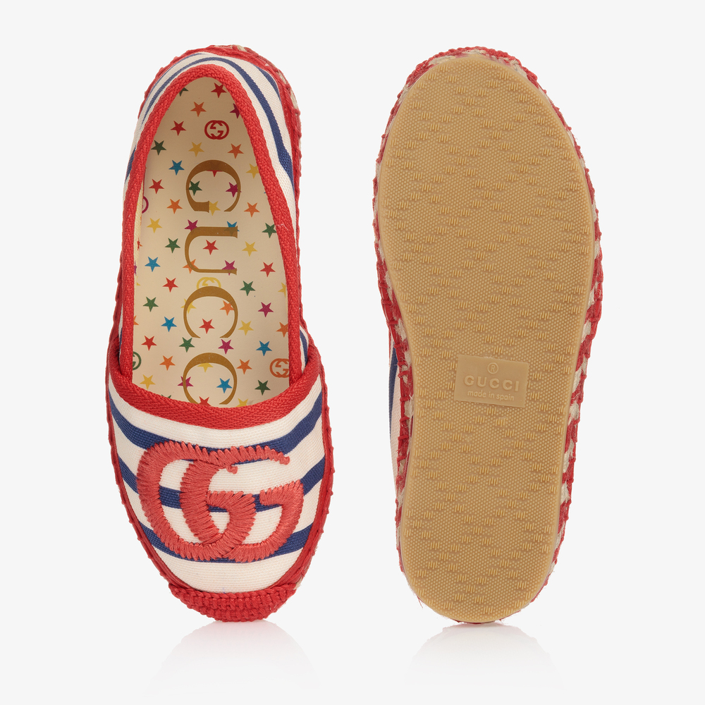Gucci-Red & Ivory GG Espadrilles | Childrensalon