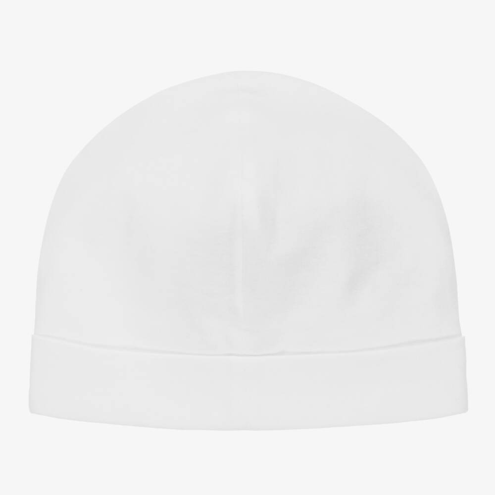 Gucci-White Cotton Baby Hat With Interlocking G Logo | Childrensalon