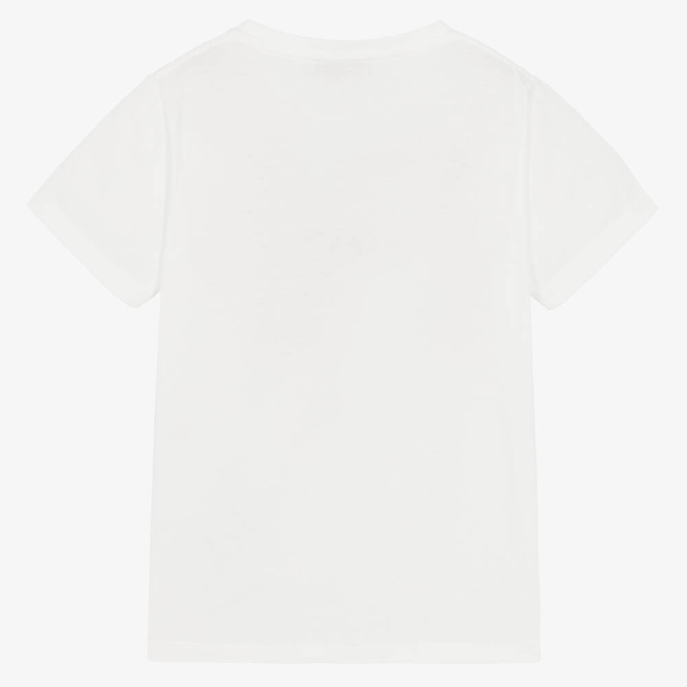Gucci-White Cotton Logo T-Shirt With Vintage Logo | Childrensalon