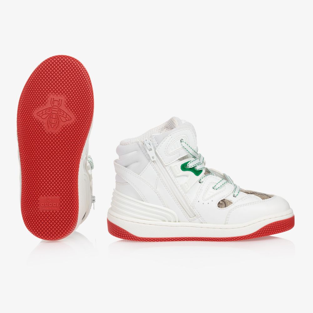 Gucci-White High-Top Basket Sneakers | Childrensalon