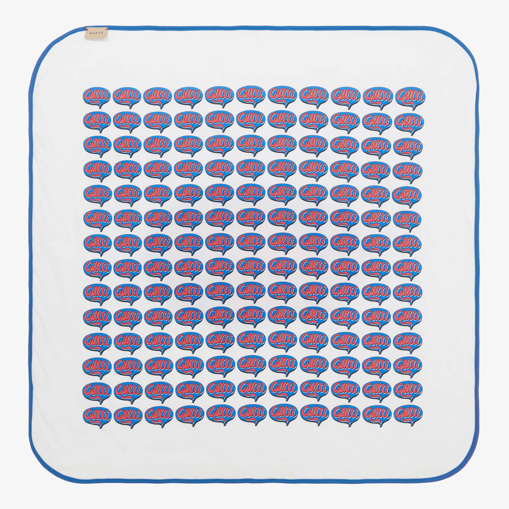 Gucci-White Logo Blanket (80cm) | Childrensalon