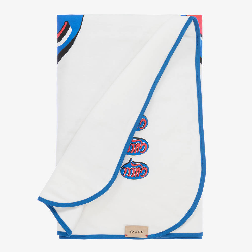 Gucci-White Logo Blanket (80cm) | Childrensalon