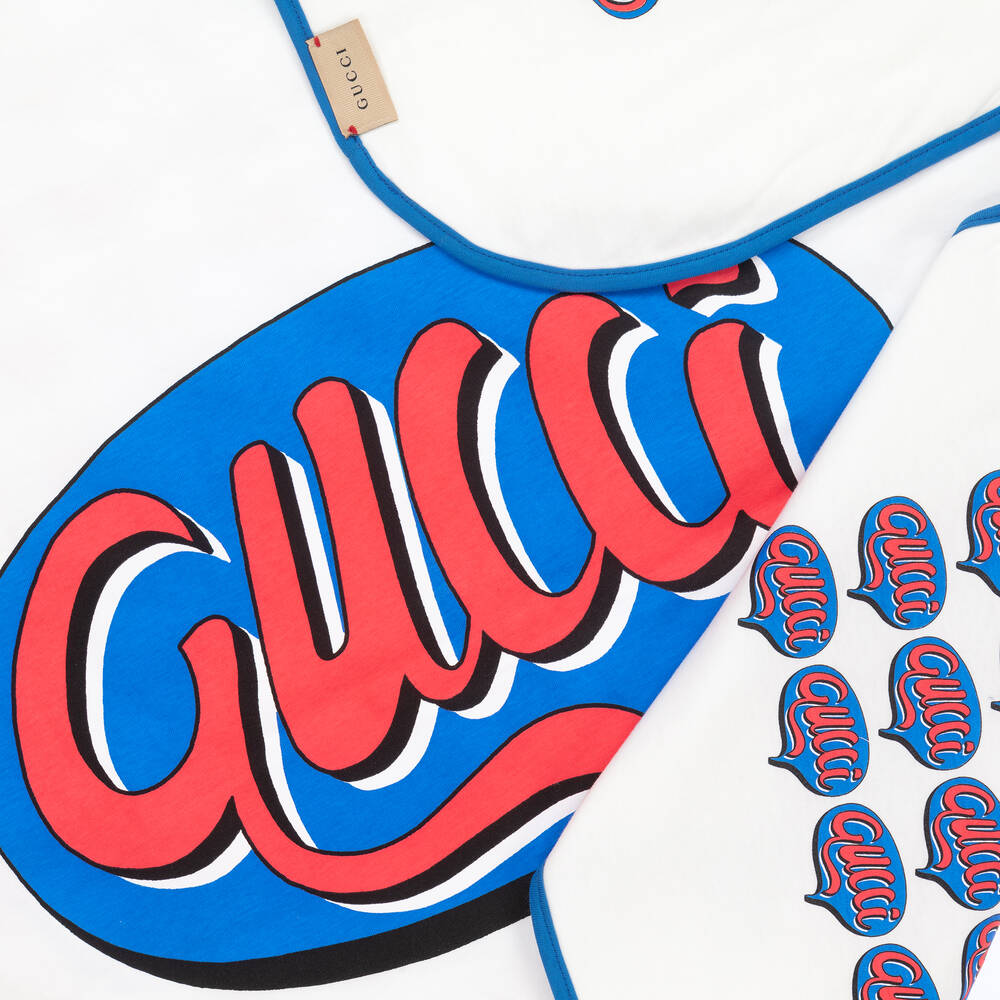 Gucci-White Logo Blanket (80cm) | Childrensalon