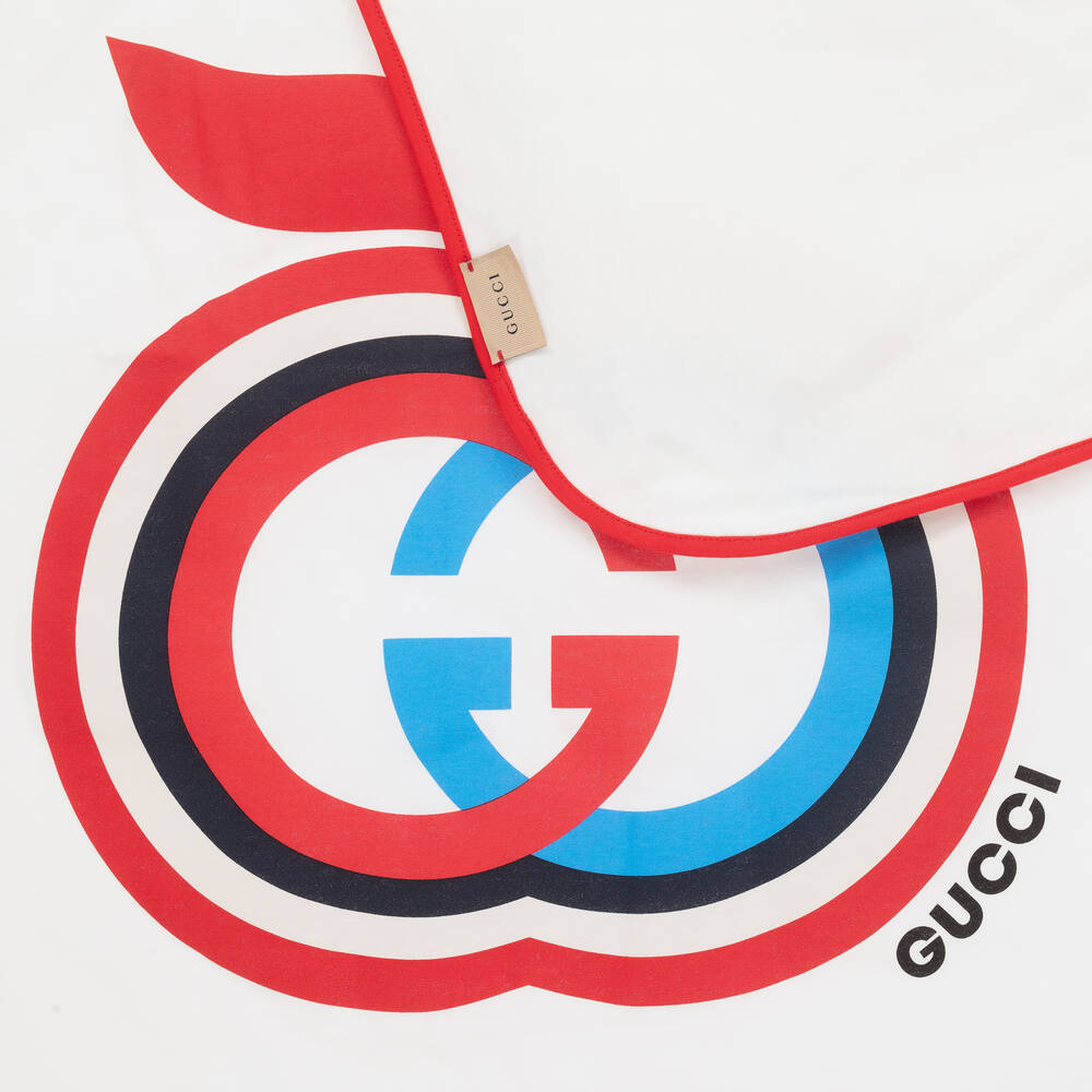 Gucci-White & Red GG Blanket (80cm) | Childrensalon