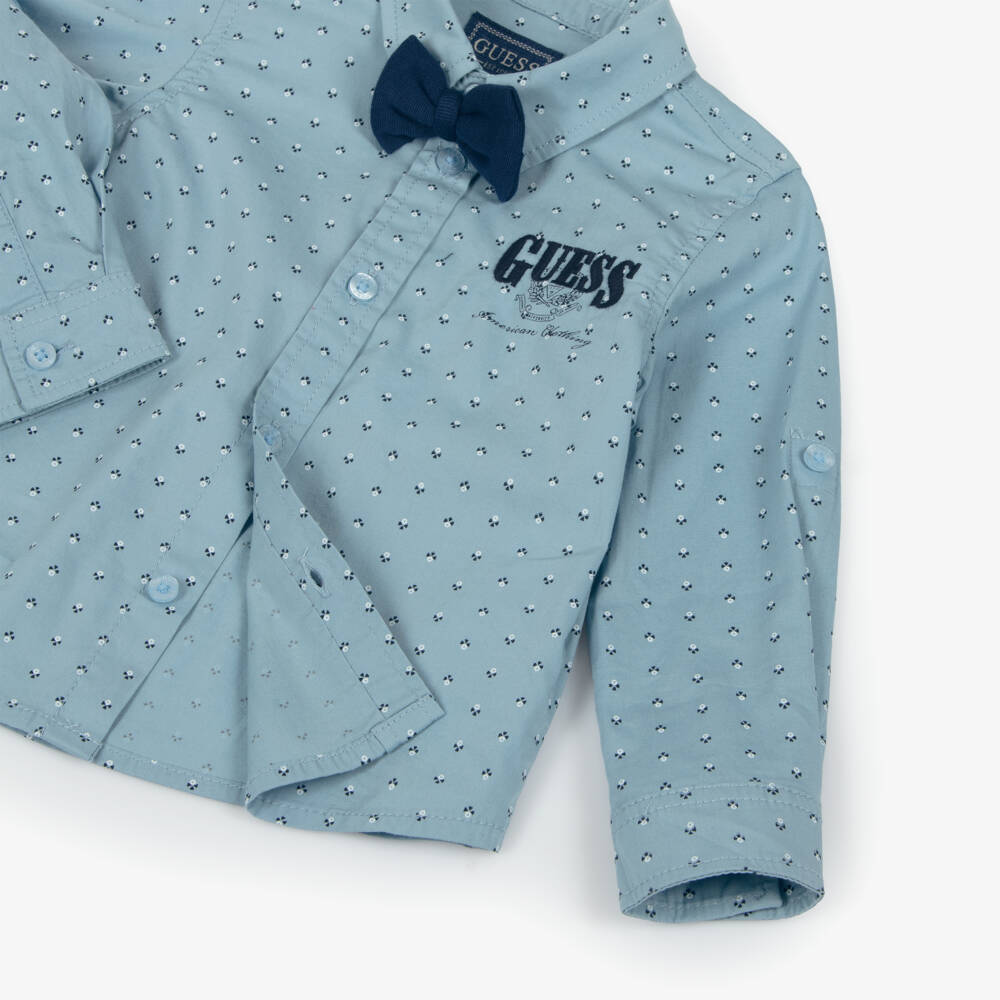 Guess-Baby Boys Blue Cotton Jersey Waistcoat Suit | Childrensalon