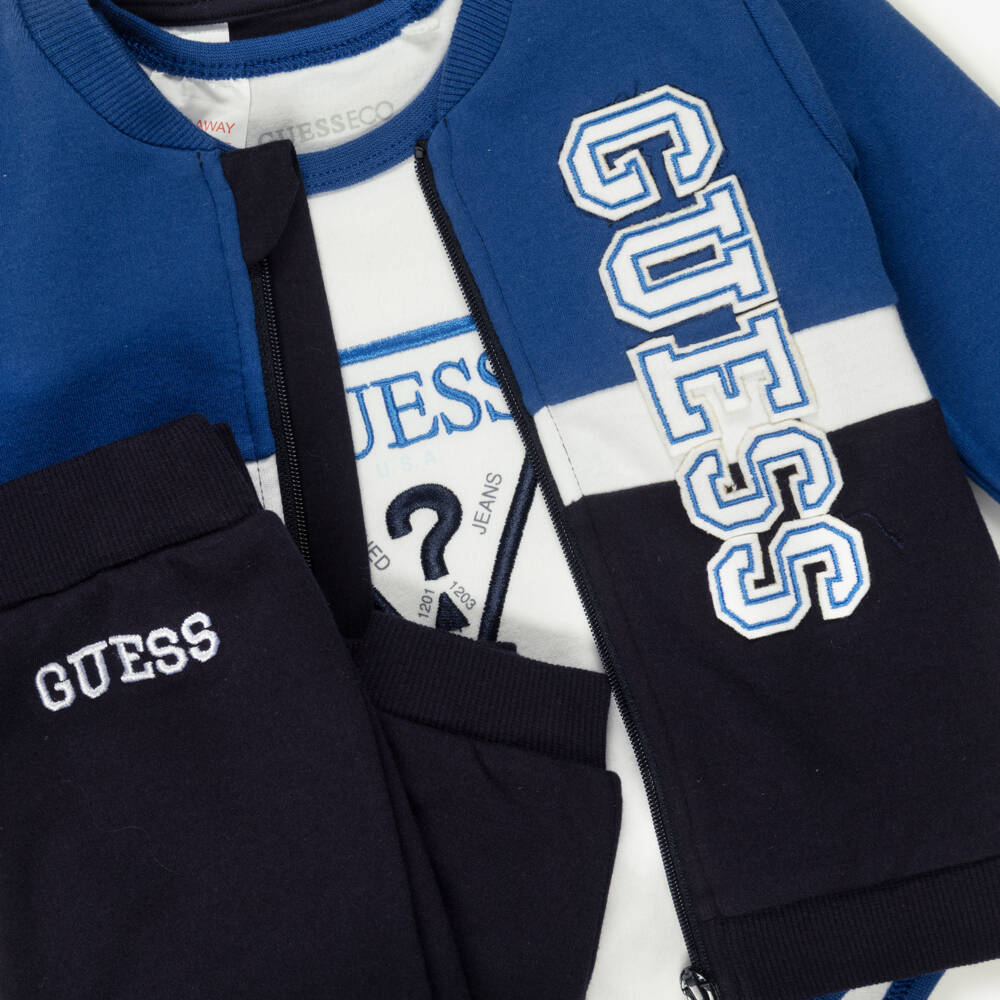 Guess-Baby Boys Blue Cotton Tracksuit Set | Childrensalon
