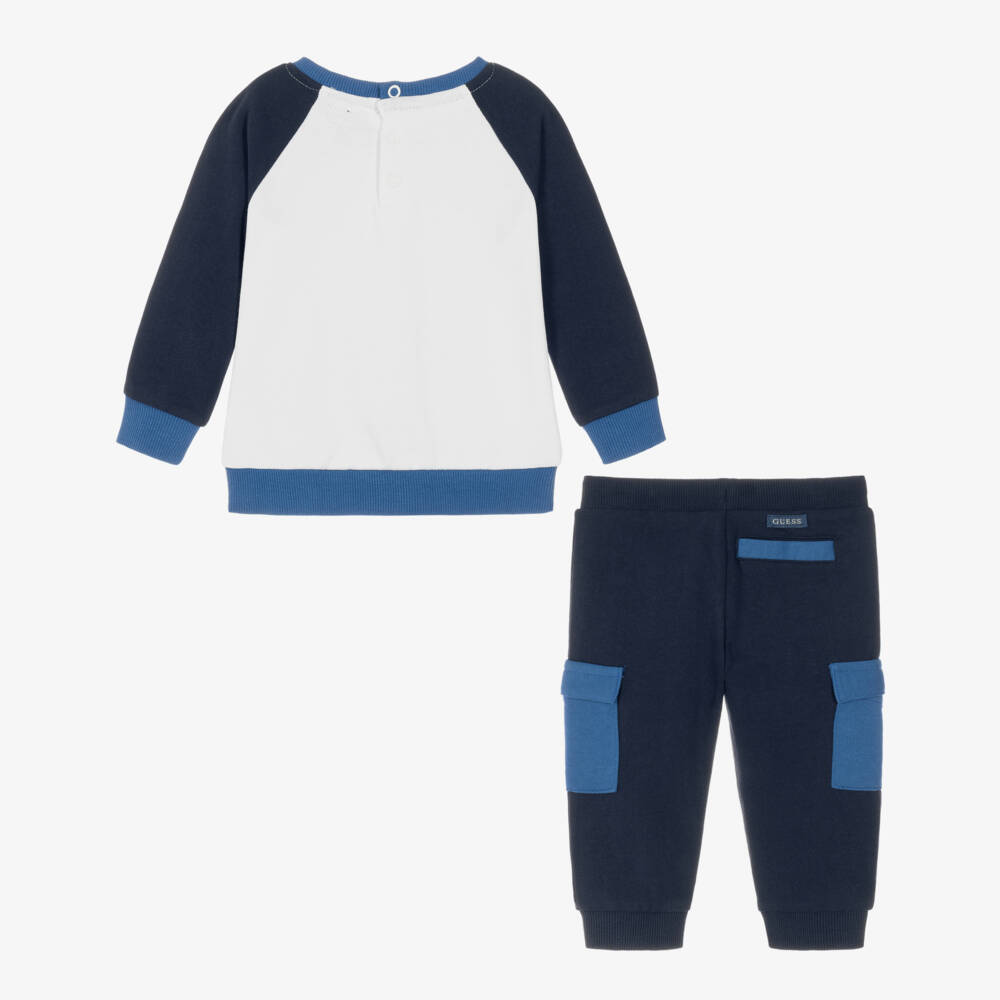 Guess-Baby Boys Blue Cotton Tracksuit with Basketball Bear | Childrensalon