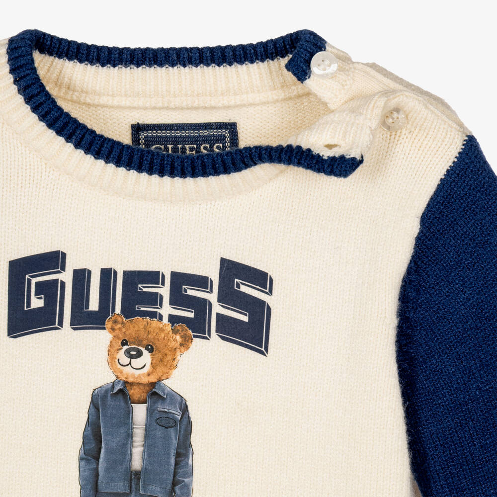 Guess-Baby Boys Blue & Ivory Knitted Trouser Set | Childrensalon
